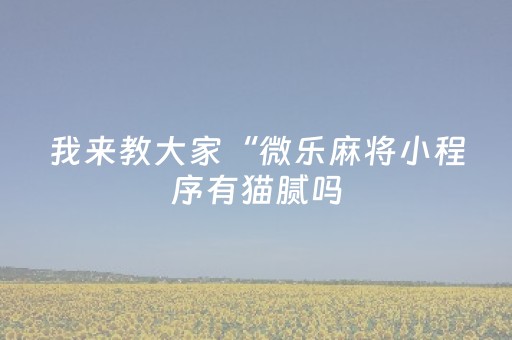 我来教大家“微乐麻将小程序有猫腻吗（专用辅牌神器免安装）