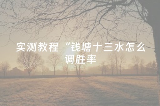 实测教程“钱塘十三水怎么调胜率（助赢神器通用版）