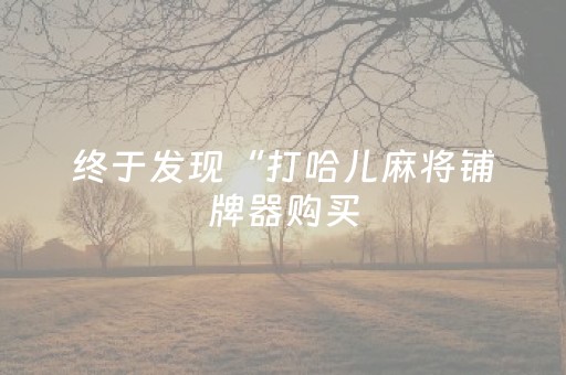 终于发现“打哈儿麻将铺牌器购买（助赢神器通用版）