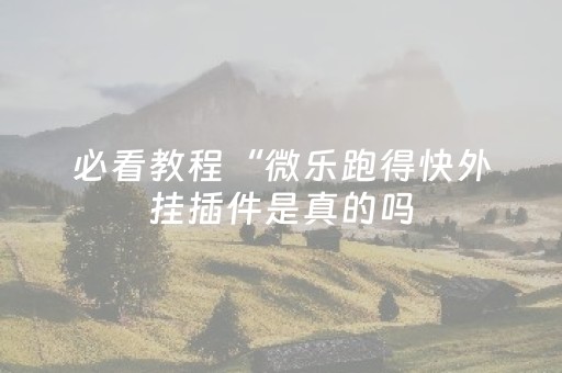 必看教程“微乐跑得快外挂插件是真的吗（助赢神器通用版）
