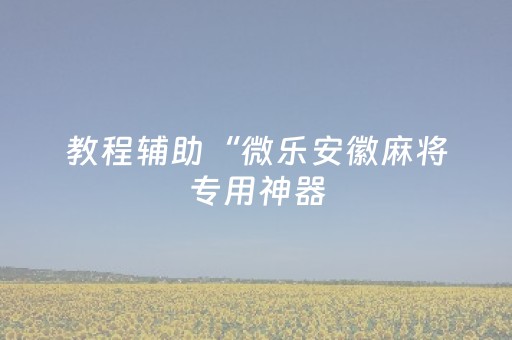 教程辅助“微乐安徽麻将专用神器（专用辅牌神器免安装）