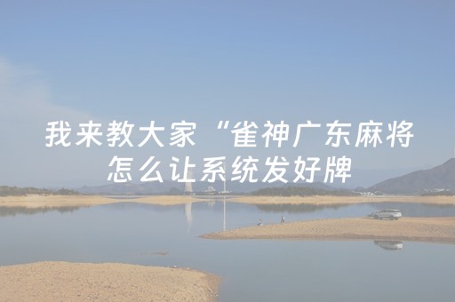 我来教大家“雀神广东麻将怎么让系统发好牌（专用辅牌神器免安装）