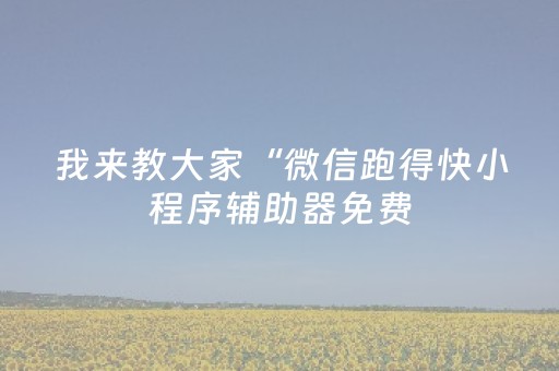 我来教大家“微信跑得快小程序辅助器免费（专用辅牌神器免安装）