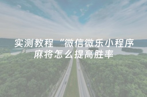 实测教程“微信微乐小程序麻将怎么提高胜率（专用辅牌神器免安装）