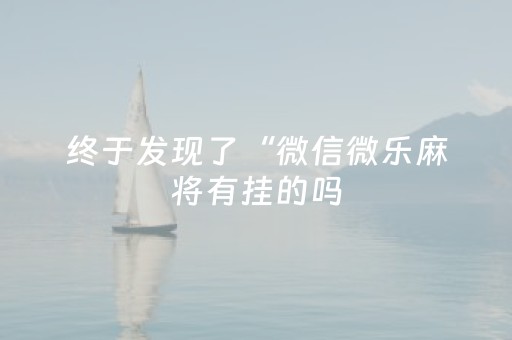 终于发现了“微信微乐麻将有挂的吗（助赢神器通用版）