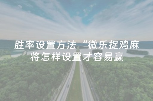 胜率设置方法“微乐捉鸡麻将怎样设置才容易赢（助赢神器通用版）