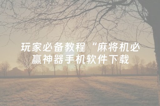 玩家必备教程“麻将机必赢神器手机软件下载（助赢神器通用版）
