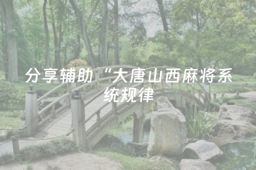 分享辅助“大唐山西麻将系统规律（专用辅牌神器免安装）