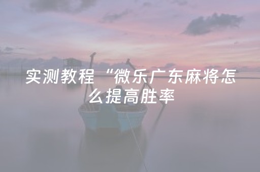 实测教程“微乐广东麻将怎么提高胜率（专用辅牌神器免安装）