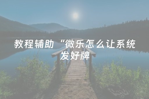 教程辅助“微乐怎么让系统发好牌（助赢神器通用版）