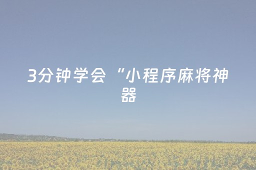 3分钟学会“小程序麻将神器（专用辅牌神器免安装）