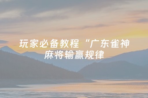 玩家必备教程“广东雀神麻将输赢规律（助赢神器通用版）