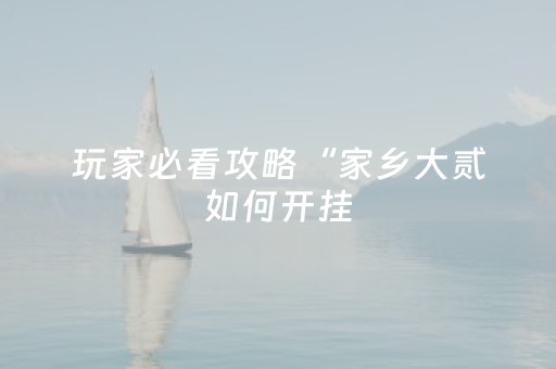 玩家必看攻略“家乡大贰如何开挂（专用辅牌神器免安装）