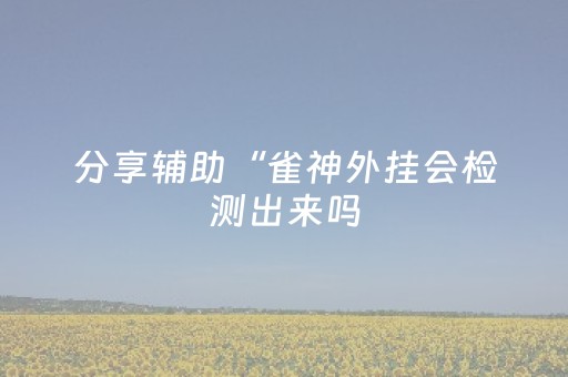 分享辅助“雀神外挂会检测出来吗（专用辅牌神器免安装）