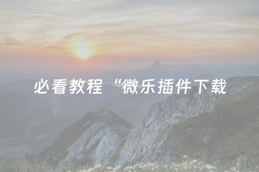 必看教程“微乐插件下载（专用辅牌神器免安装）