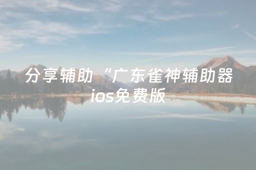 分享辅助“广东雀神辅助器ios免费版（助赢神器通用版）