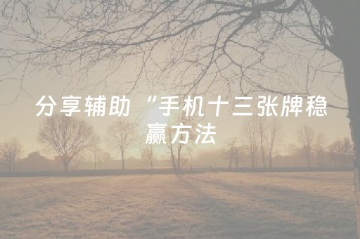 分享辅助“手机十三张牌稳赢方法（助赢神器通用版）