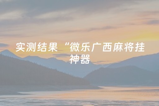 实测结果“微乐广西麻将挂神器（助赢神器通用版）