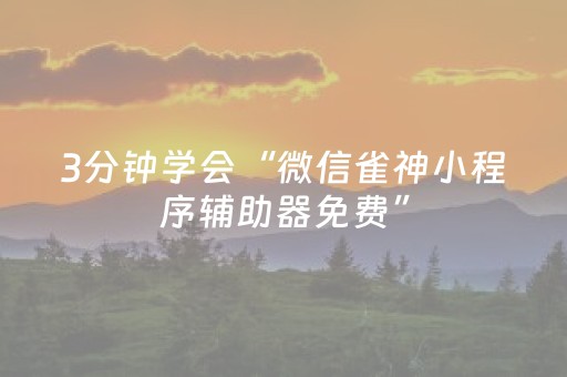3分钟学会“微信雀神小程序辅助器免费”（详细透视教程）-哔哩哔哩