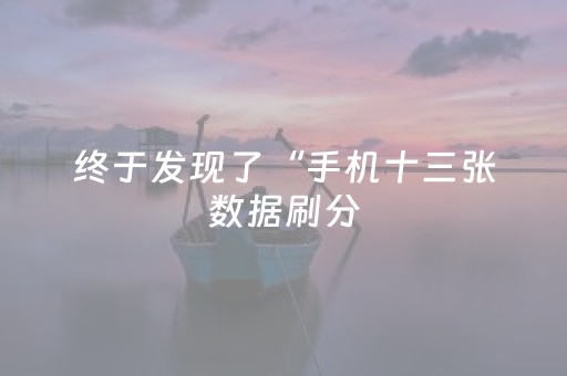 终于发现了“手机十三张数据刷分（助赢神器通用版）