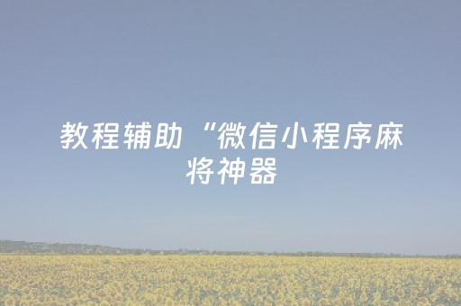 教程辅助“微信小程序麻将神器（专用辅牌神器免安装）