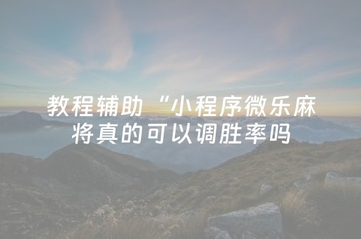 教程辅助“小程序微乐麻将真的可以调胜率吗（助赢神器通用版）