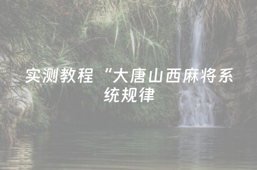 实测教程“大唐山西麻将系统规律（专用辅牌神器免安装）