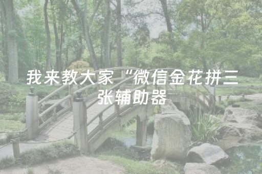 我来教大家“微信金花拼三张辅助器（助赢神器通用版）
