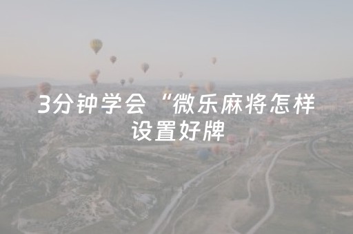 3分钟学会“微乐麻将怎样设置好牌（专用辅牌神器免安装）