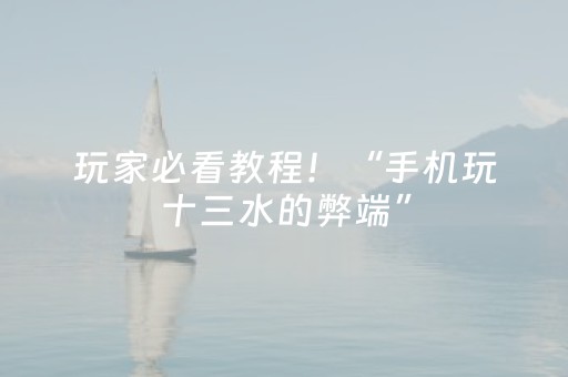 玩家必看教程！“手机玩十三水的弊端”（详细开挂教程）-哔哩哔哩