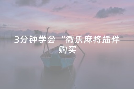 3分钟学会“微乐麻将插件购买（专用辅牌神器免安装）