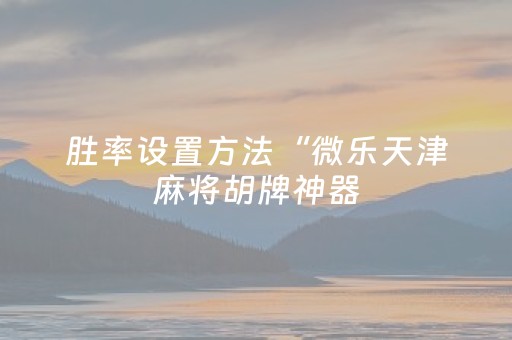 胜率设置方法“微乐天津麻将胡牌神器（助赢神器通用版）