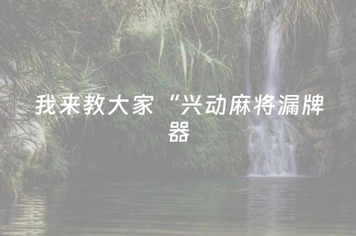 我来教大家“兴动麻将漏牌器（助赢神器通用版）