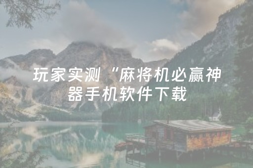 玩家实测“麻将机必赢神器手机软件下载（助赢神器通用版）