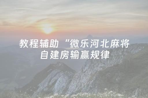 教程辅助“微乐河北麻将自建房输赢规律（助赢神器通用版）