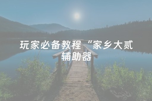 玩家必备教程“家乡大贰辅助器（助赢神器通用版）
