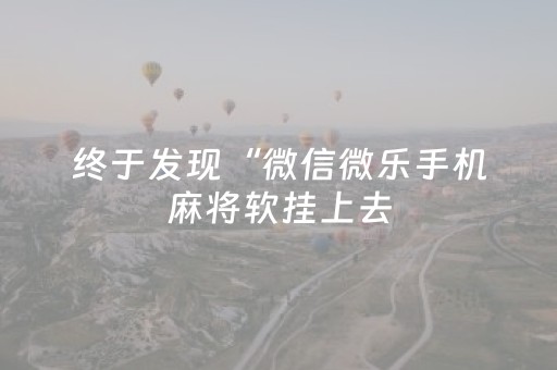 终于发现“微信微乐手机麻将软挂上去（助赢神器通用版）