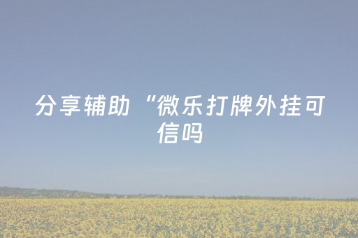 分享辅助“微乐打牌外挂可信吗（助赢神器通用版）