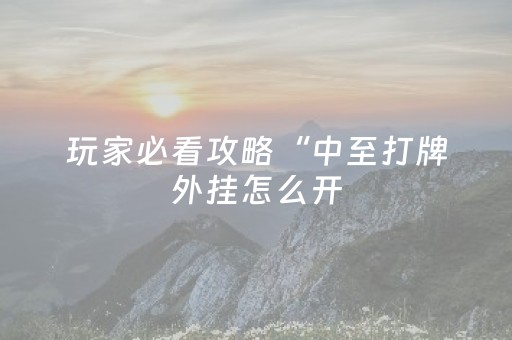 玩家必看攻略“中至打牌外挂怎么开（助赢神器通用版）