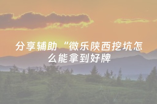 分享辅助“微乐陕西挖坑怎么能拿到好牌（专用辅牌神器免安装）