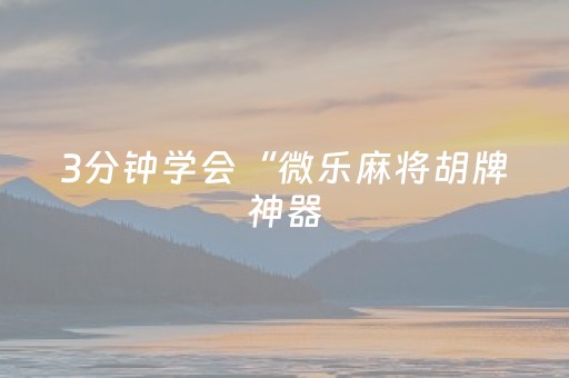 3分钟学会“微乐麻将胡牌神器（助赢神器通用版）