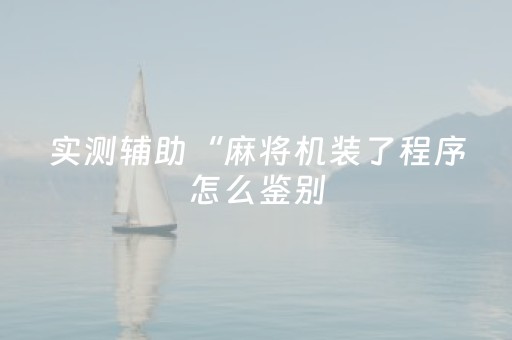 实测辅助“麻将机装了程序怎么鉴别（专用辅牌神器免安装）