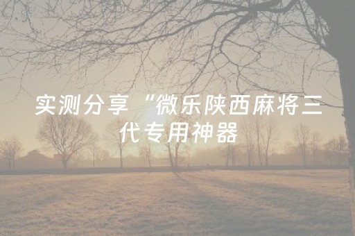 实测分享“微乐陕西麻将三代专用神器（助赢神器通用版）