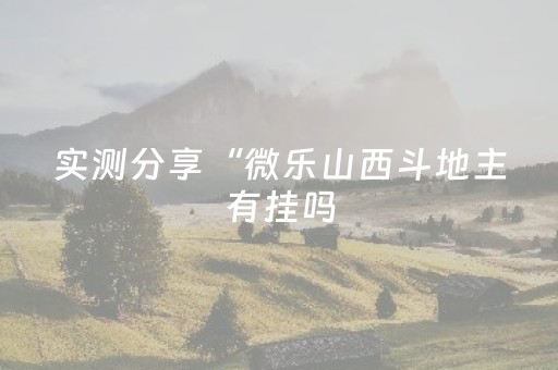 实测分享“微乐山西斗地主有挂吗（助赢神器通用版）