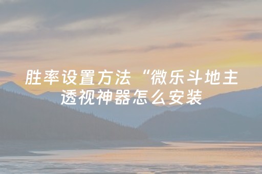 胜率设置方法“微乐斗地主透视神器怎么安装（专用辅牌神器免安装）