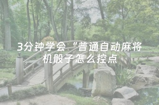 3分钟学会“普通自动麻将机骰子怎么控点（助赢神器通用版）