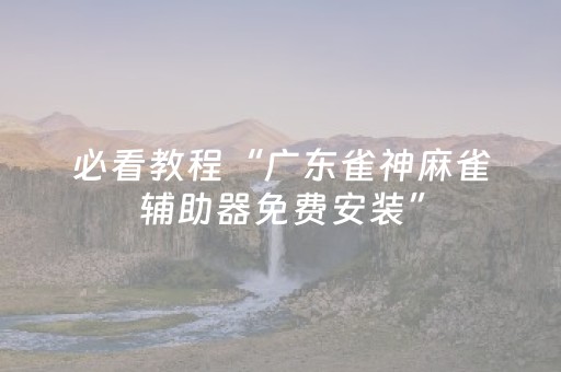 必看教程“广东雀神麻雀辅助器免费安装”（详细透视教程）-哔哩哔哩