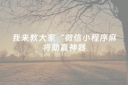 我来教大家“微信小程序麻将助赢神器（专用辅牌神器免安装）
