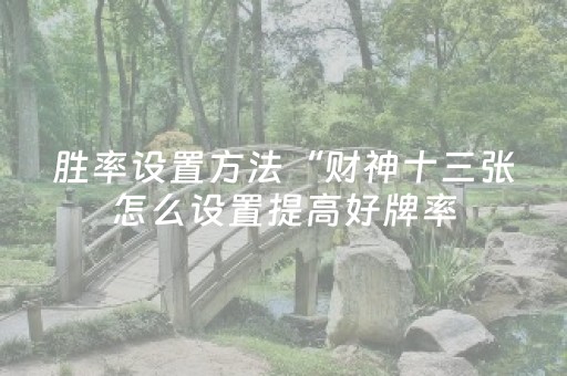 胜率设置方法“财神十三张怎么设置提高好牌率（专用辅牌神器免安装）