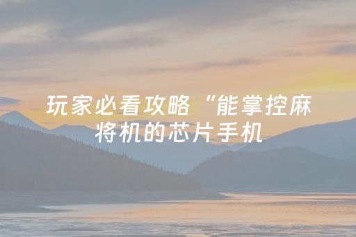 玩家必看攻略“能掌控麻将机的芯片手机（助赢神器通用版）